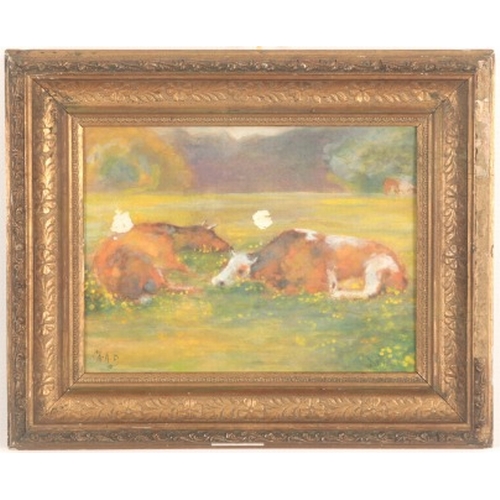 3 - MILDRED ANNE BUTLER (1858-1941) Recumbent cattle in a Summer meadow

monogrammed M.A.B to left and r... 