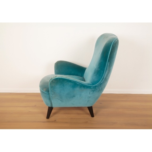 311 - A WINGED ARMCHAIR BY FIBULE DE PARIS

modern, of mid-century modern influence, upholstered in powder... 