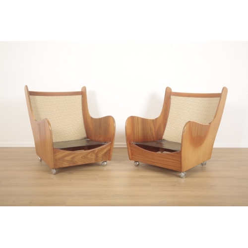 319 - A G PLAN TEAK FIVE-PIECE SADDLE-BACK LOUNGE SUITE

designed by Victor Wilkins, with curved backs and... 