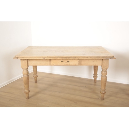 323 - A PITCH PINE DINING TABLE

19th century, plank top construction with double lip detail, one central ... 