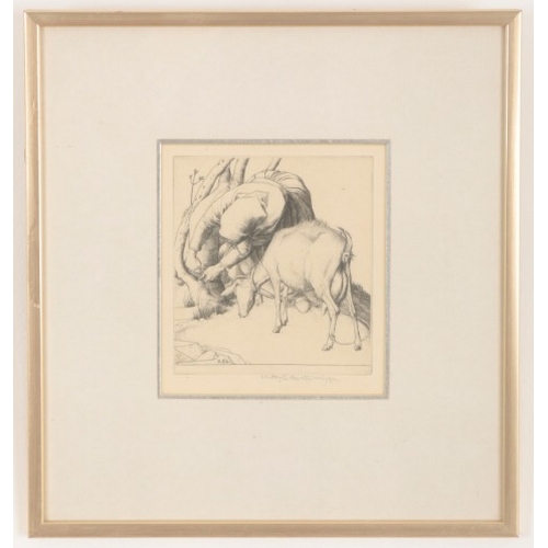 51 - *ROBERT SARGENT AUSTIN (1895-1973) 'Woman tethering a goat'

signed and dated 1935 in pencil to the ... 