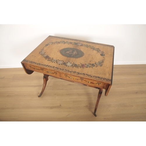 228 - A SATINWOOD AND MAHOGANY SOFA TABLE

mid-19th century and later, decorated with painted floral swags... 