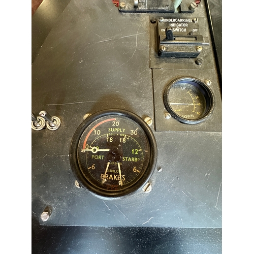 206 - A COMPOSITE AIRCRAFT COCKPIT CONTROL PANEL CONVERTED TO A DEMI-LUNE TABLE

circa 1940 and later, som... 