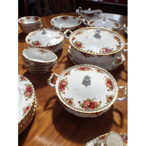 141 - A QUANTITY OF ROYAL ALBERT 'OLD COUNTRY ROSES' DINNER WARE including covered serving dishes, coffee ... 