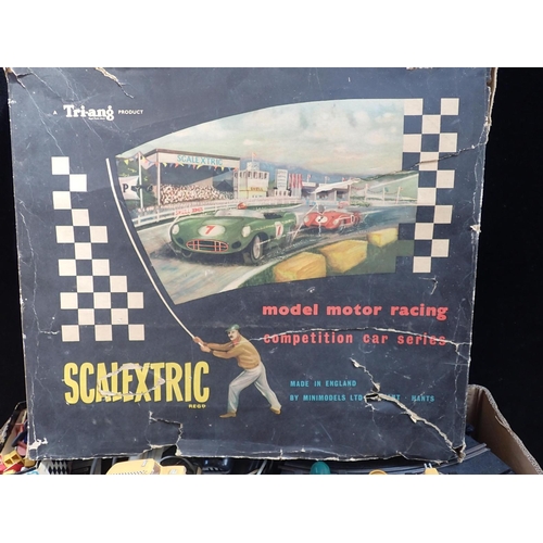 176 - A TRIANG SCALEXTRIC COMPETITION CAR SERIES RACING SET (playworn, box poor), and other c.1960s Scalex... 