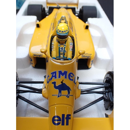 193 - AYRTON SENNA: A MINICHAMPS F1 CAR MODEL - LOTUS HONDA 99T from the 1987 season, no. 540 871812, boxe... 