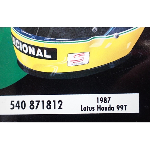 193 - AYRTON SENNA: A MINICHAMPS F1 CAR MODEL - LOTUS HONDA 99T from the 1987 season, no. 540 871812, boxe... 