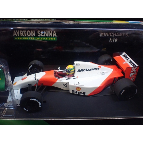 196 - AYRTON SENNA: A MINICHAMPS F1 CAR MODEL - MCLAREN FORD MP4/8 winner Brasilian GP March 28th 1993, no... 