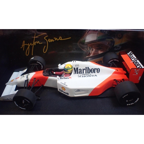 197 - AYRTON SENNA 50TH BIRTH ANNIVERSARY: A MINICHAMPS F1 CAR MODEL - MCLAREN HONDA MP4/7 as driven in th... 