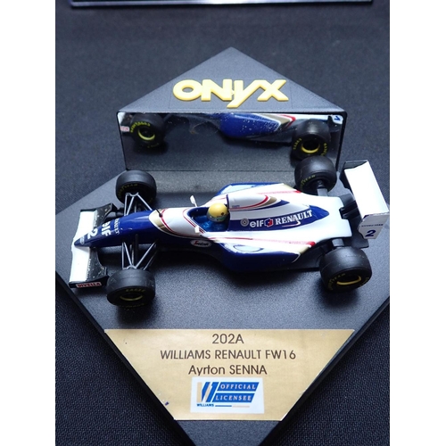 199 - AYRTON SENNA: FOUR ONYX F1 CAR MODELS including two of 5016A Williams Renault FW16, all boxed (4)