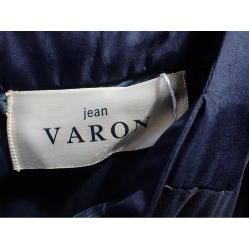 20 - JEAN VARON: BLUE VELVET EMPIRE LINE EVENING DRESS