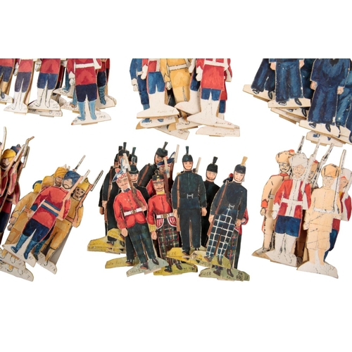 203 - A COLLECTION OF PAINTED AND CARVED SOLDIERS of various battalions including Guards Bandsmen, the Sco... 