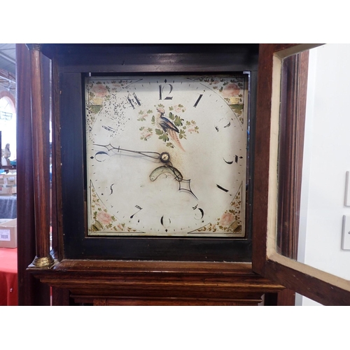 214 - A 19th CENTURY THIRTY-HOUR  LONGCASE CLOCK oak and mahogany case with fluted quarter columns and pai... 