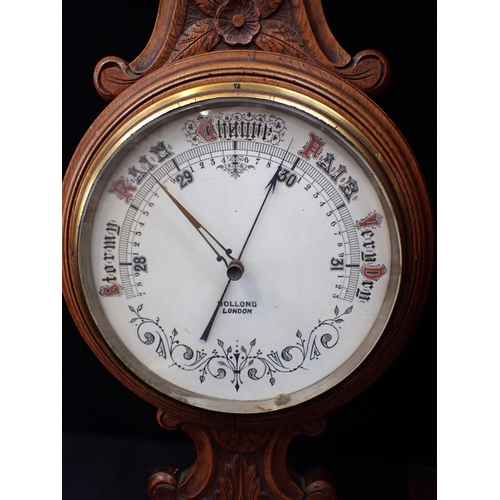 216 - A 1920s WALNUT CASED WALL CLOCK with silvered dial, striking on rods, 82cm long approx, and an oak c... 