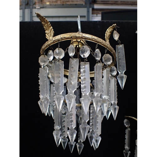 220 - A PAIR OF SMALL CHANDELIERS with long lustre drops, and various other components