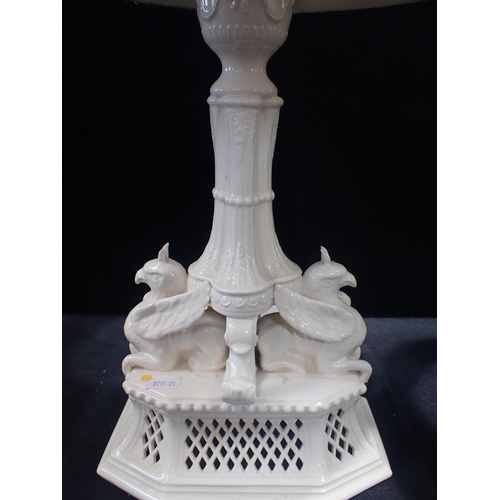 225 - A 'CLASSICAL CREAMWARE' GRFFIN TABLE LAMP and a Wedgwood creamware lamp, modern (2)