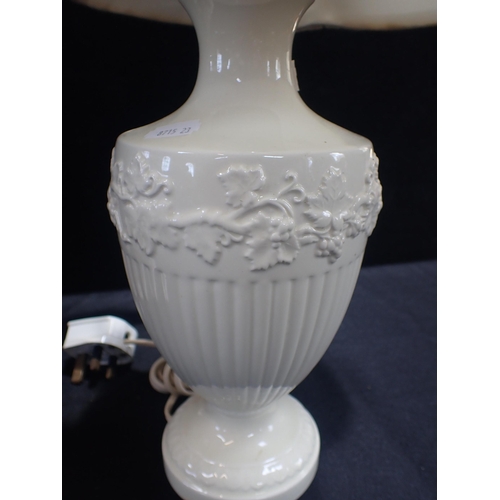 225 - A 'CLASSICAL CREAMWARE' GRFFIN TABLE LAMP and a Wedgwood creamware lamp, modern (2)