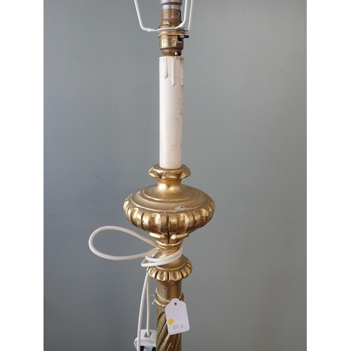 229 - AN ITALIANATE GILTWOOD STANDARD LAMP 143cm high plus 'candle' and fittings (for re-wiring)