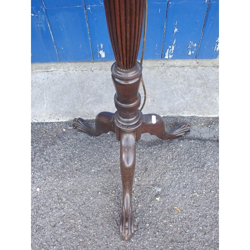 231 - A MAHOGANY HEPPLEWHITE REVIVAL STANDARD LAMP with tripod base 152cm high plus fittings (for re-wirin... 