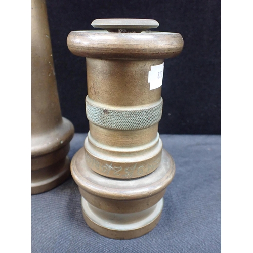 245 - A VINTAGE BRASS NOZZLE FROM A FIREMAN'S HOSE