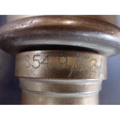 245 - A VINTAGE BRASS NOZZLE FROM A FIREMAN'S HOSE