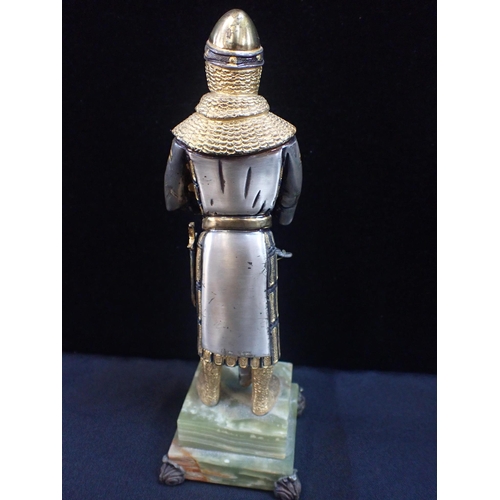 251 - GIUSEPPE VASARI: TWO GILT AND SILVERED BRONZE FIGURES OF KNIGHTS one a Moor, the other a Crusader, o... 