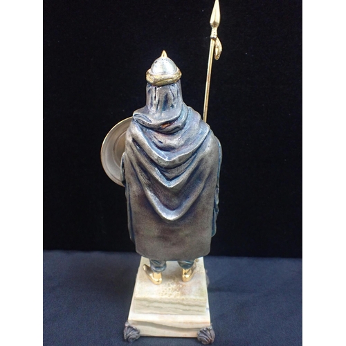 251 - GIUSEPPE VASARI: TWO GILT AND SILVERED BRONZE FIGURES OF KNIGHTS one a Moor, the other a Crusader, o... 