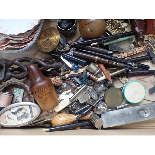 280 - A COLLECTION OF VICTORIAN AND LATER ITEMS including pens, Indian wares, tools, domestic bits and pie... 