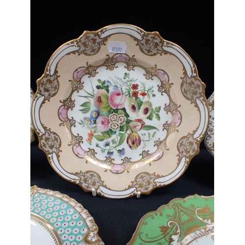 315 - TWO VICTORIAN DESSERT PLATES DECORATED WITH PAINTED SPAYS OF GARDEN FLOWERS mid Victorian, with four... 