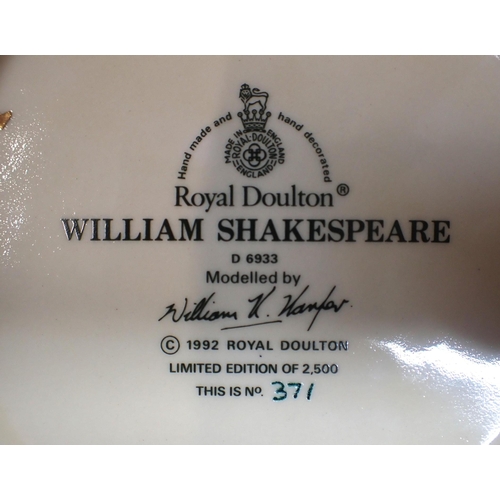 321 - ROYAL DOULTON CHARACTER JUG 'THE AUCTIONEER' D6838 357/5000 boxed with certificate, and 'William Sha... 