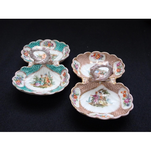 332 - A SET OF FOUR 'MEISSEN' PORCELAIN SALTS