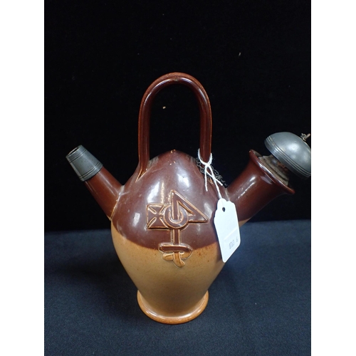 333 - ROYAL DOULTON: 'OLD CROW'  WHISKEY DECANTER (empty, stopper a/f, stained), with a Sandeman's port de... 