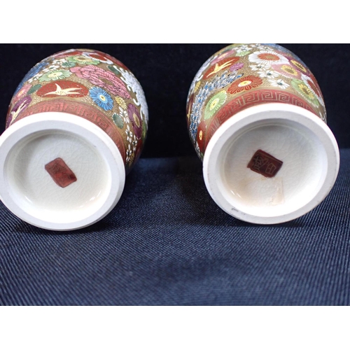 364 - A PAIR OF JAPANESE SATSUMA MILLE-FLEUR VASES 12cm high