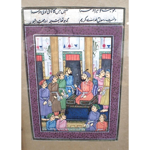 370 - FOUR INDO PERSIAN PAINTINGS OF COURTLY SCENES framed