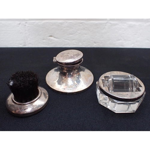 397 - A SILVER INKWELL SET WITH BOX