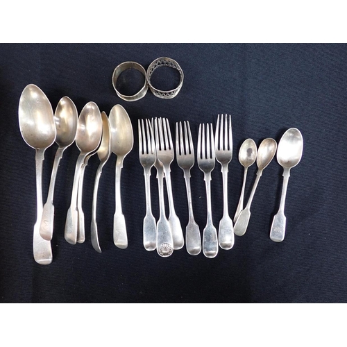 410 - A QUANTITY OF GEORGIAN AND VICTORIAN TABLE SILVER including a ladle by William Marshall, Edinburgh 1... 