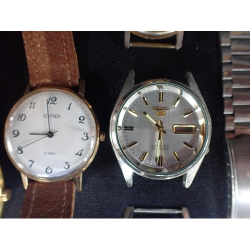 414 - A MIXED COLLECTION OF MANUAL WIND WATCHES including a silver pocket watch