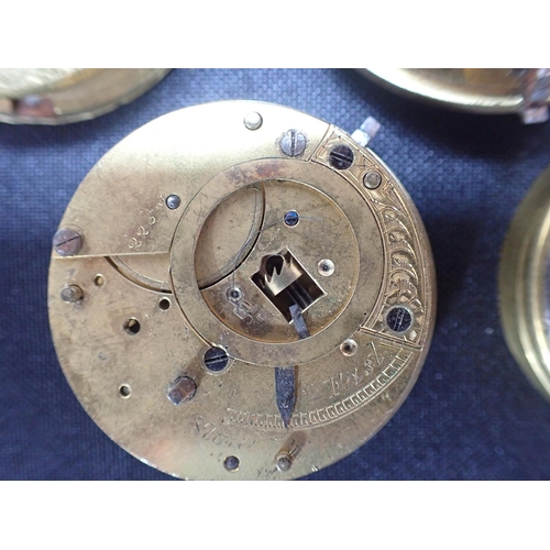 424 - AN ARCHDEKIN, DUBLIN POCKET WATCH MOVEMENT dated 1735, with two other watch movements of similar dat... 