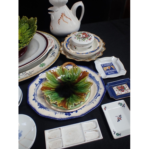 58 - A COLLECTION OF CERAMICS Victorian and later, including a scenic painted inkwell, and a Shepheard's ... 