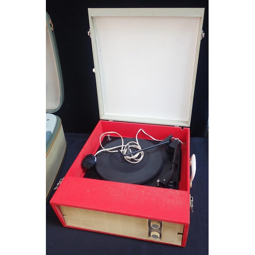 68 - A DANSETTE STYLE PORTABLE RECORD PLAYER red and white cased (un-named), and a Grundig reel to reel r... 