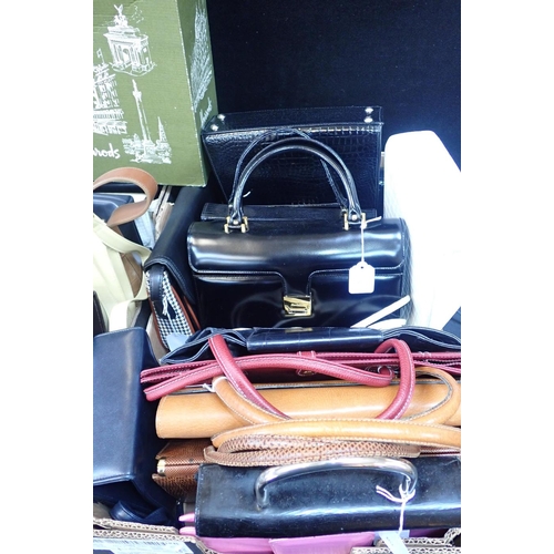 69 - A COLLECTION VINTAGE HANDBAGS to include Jane Shilton and a Harrods box