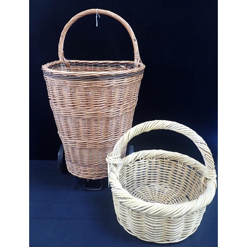 72 - A MODERN BASKET ON WHEELS, FOR LOGS or serious shopping, with loop handle, and a handbasket (2)