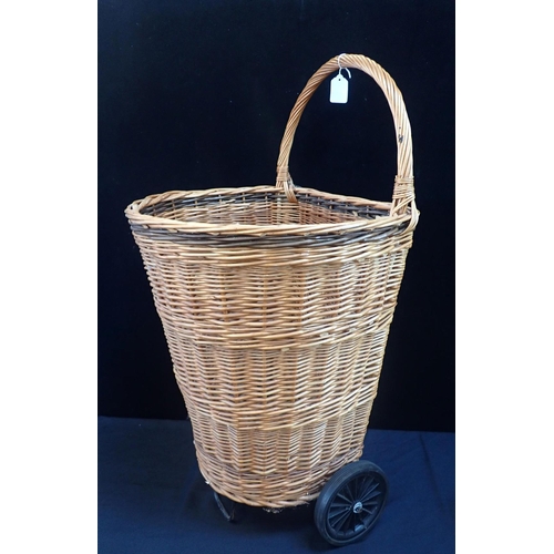 72 - A MODERN BASKET ON WHEELS, FOR LOGS or serious shopping, with loop handle, and a handbasket (2)