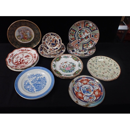 79 - A COLLECTION OF DECORATIVE PLATES including Booth's 'Dovedale', Worcester blue and white Nankin type... 