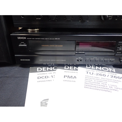 93 - A GOLDRING GL75 TURNTABLE, DENON AMP with Denon cassette tape deck and stereo tuner, and a pair of A... 