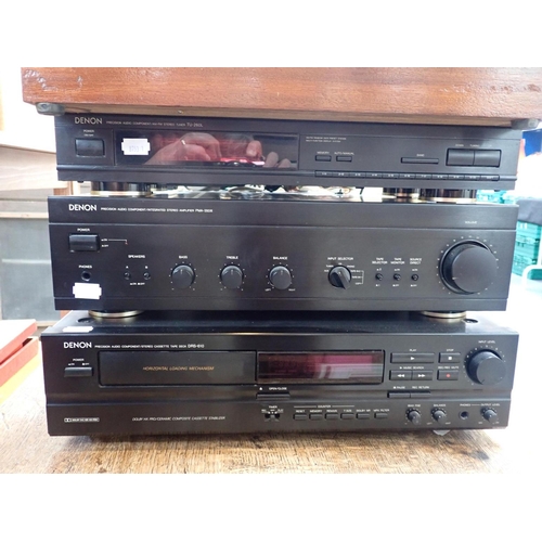 93 - A GOLDRING GL75 TURNTABLE, DENON AMP with Denon cassette tape deck and stereo tuner, and a pair of A... 