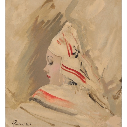 14 - WILLIAM HENRY BARRIBAL (1874-1952) Head of a fashionable young woman in profile

probably the artist... 