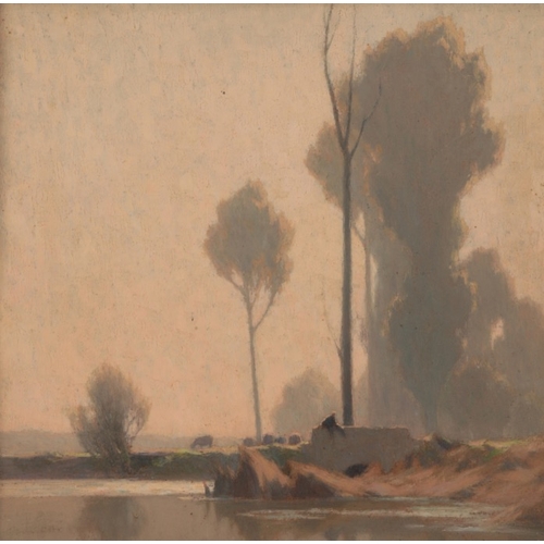 15 - *ALEXANDRE LOUIS JACOB (1876-1972) 'Buée du Matin, Fin Septembre'

river landscape with a figure sit... 