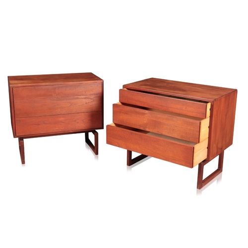 266 - ARNE HOVMAND OLSEN FOR MOGENS KOLD: A PAIR OF DANISH MID-CENTURY TEAK CHESTS OF DRAWERS

designed ci... 