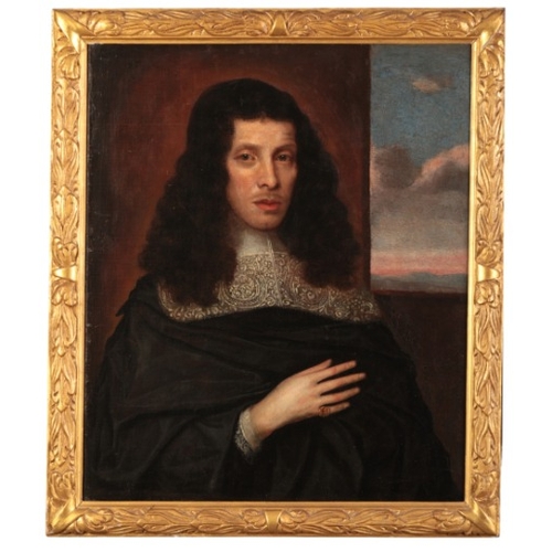 118 - ENGLISH SCHOOL, 17TH CENTURY A portrait of a gentleman

depicted half-length, wearing black robe wit... 